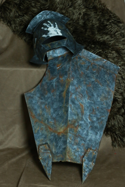 Dark Orc Helmet Shield cosplay set full view