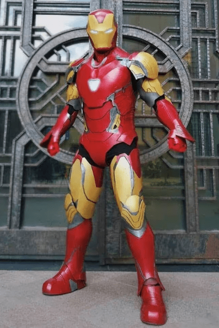Iron Avenger Combat Suit cosplay front view showcasing full armor design