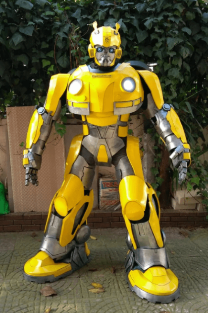 Yellow Cyber Guardian Cosplay front view showing full EVA foam armor suit